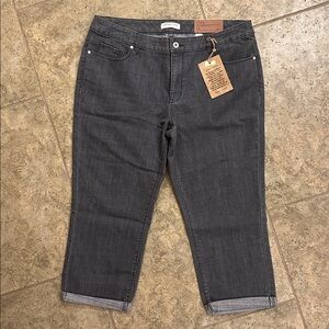COLDWATER CREEK Dark Gray Cropped Ankle Jeans Womens 14 Natural Fit